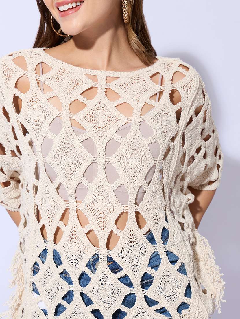 women self design round neck top - 22480662 -  Standard Image - 1