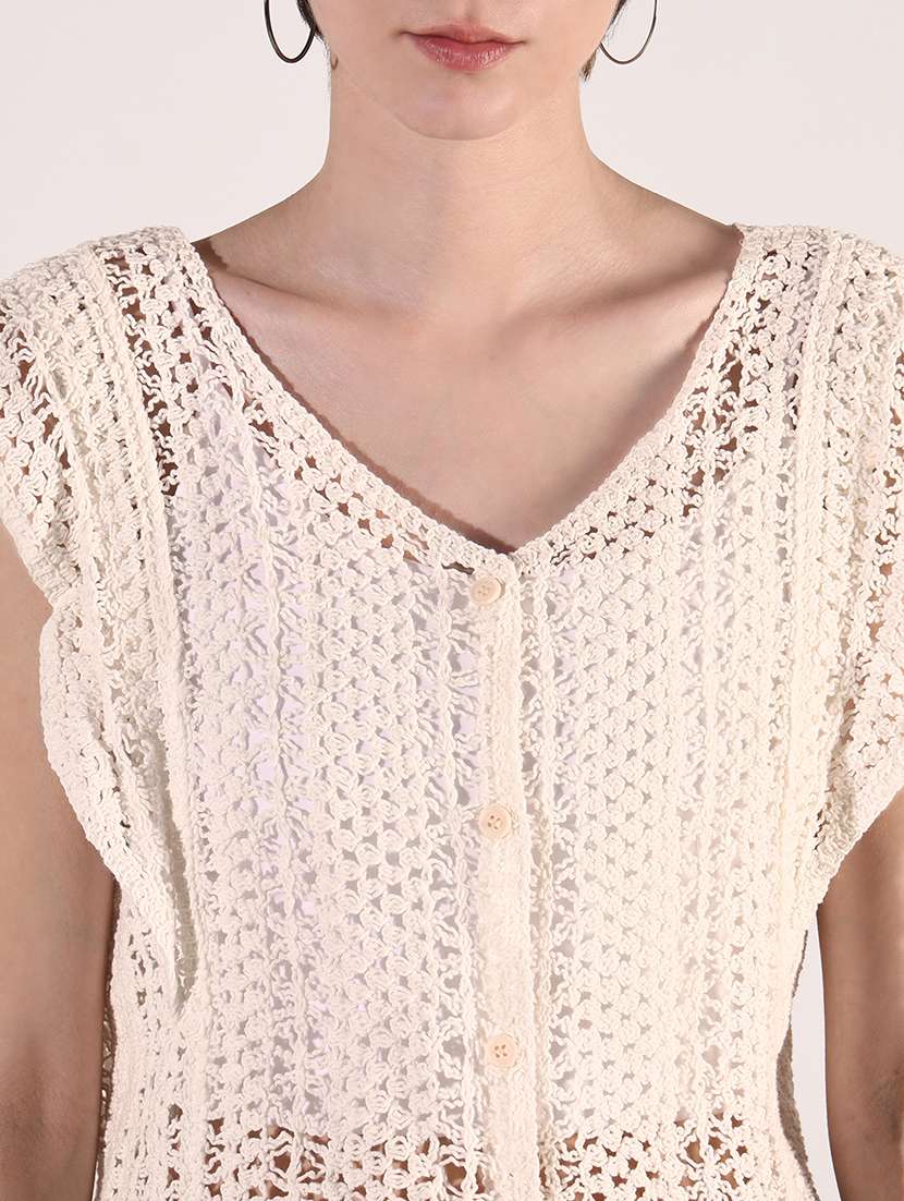 women self design sleeveless regular fit top - 22480668 -  Standard Image - 1