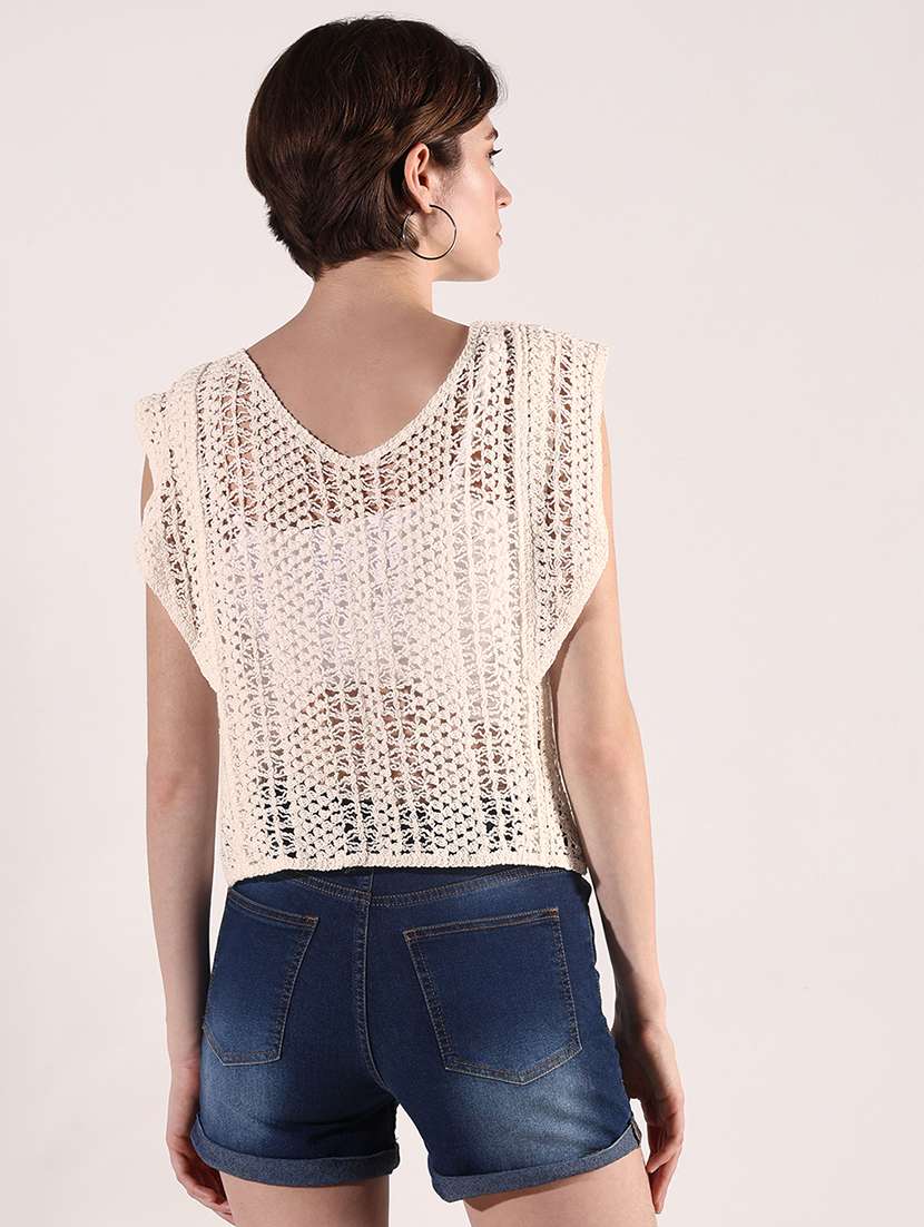 women self design sleeveless regular fit top - 22480668 -  Standard Image - 4