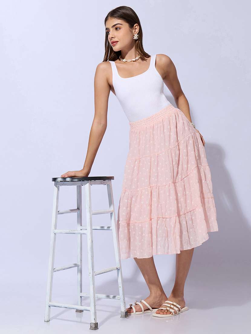 Women Printed Mid Rise Tiered Midi Skirt - 22480670 -  Standard Image - 4