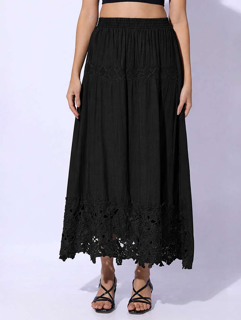 women solid with work a-line maxi skirt