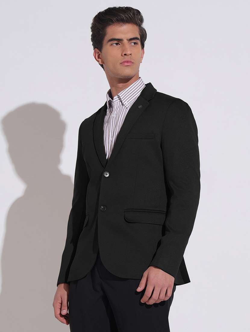 men solid lapel collar single breasted formal blazer - 22480682 -  Standard Image - 4