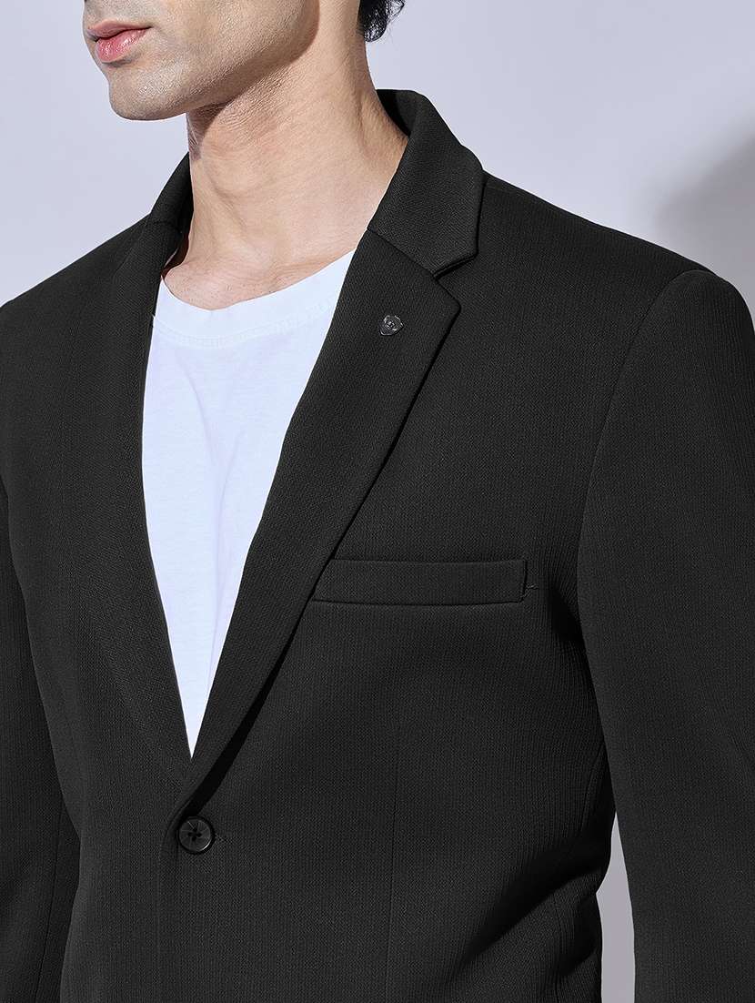 men solid lapel collar single breasted casual blazer - 22480683 -  Standard Image - 1