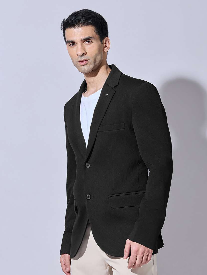 men solid lapel collar single breasted casual blazer - 22480683 -  Standard Image - 4
