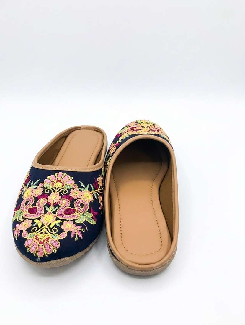 women navy blue slip on jutis & mojari - 22480689 -  Standard Image - 1