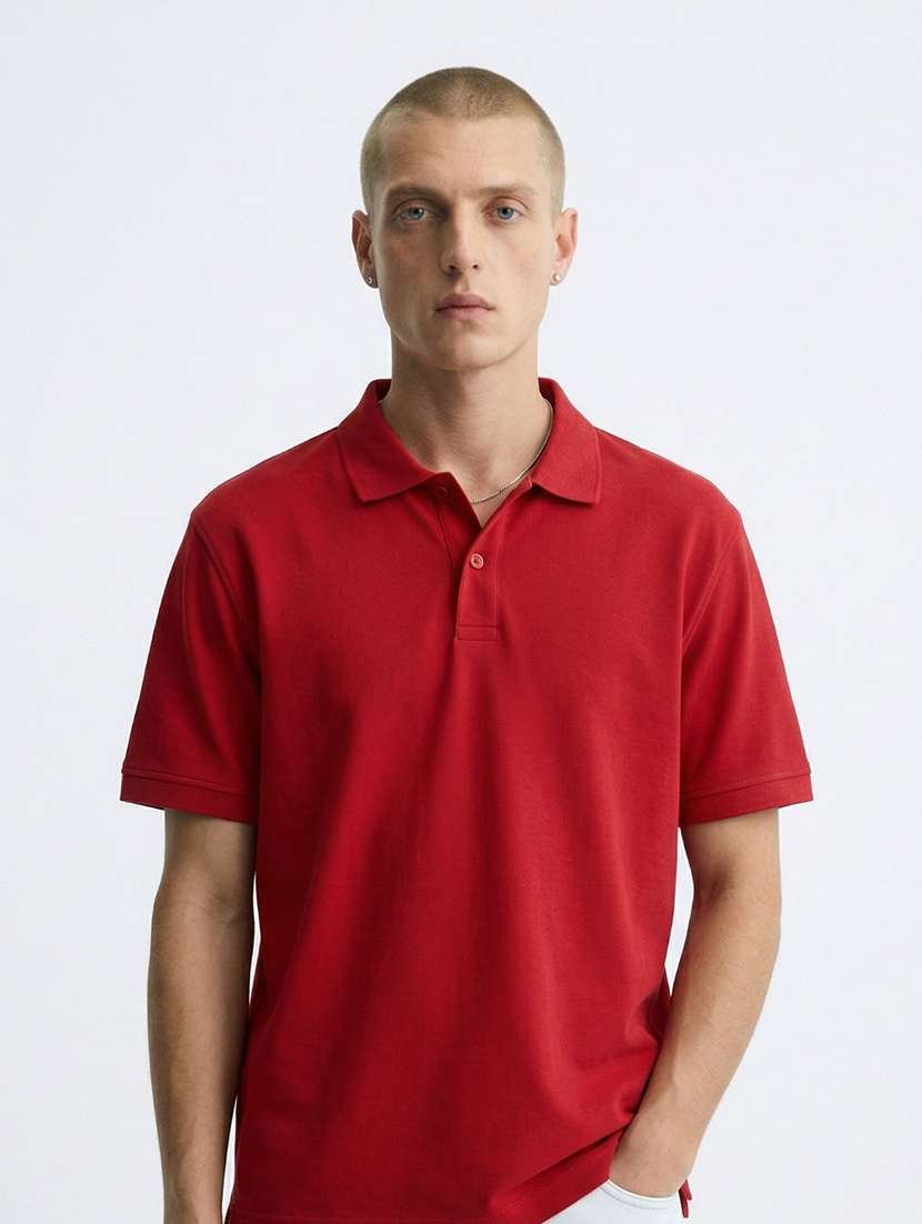 men solid short sleeve regular fit polo t-shirt - 22480694 -  Standard Image - 1