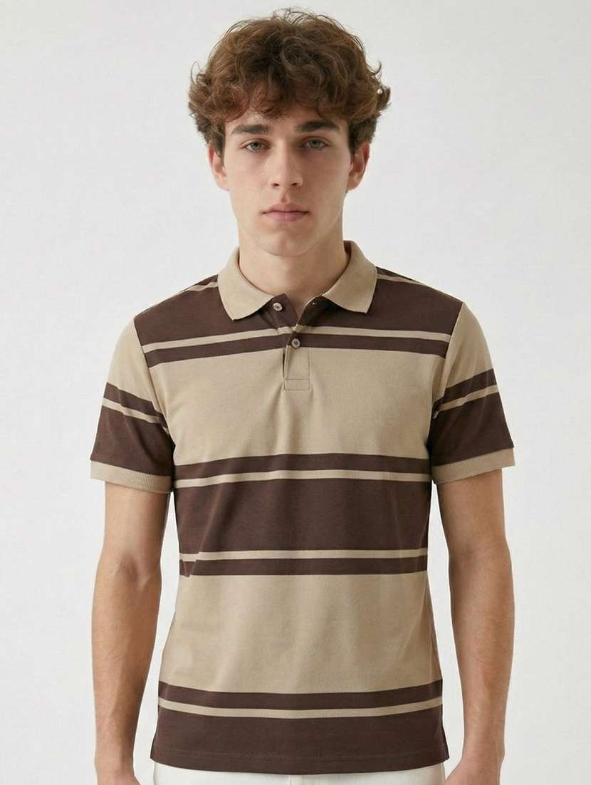 men striped short sleeve regular fit polo t-shirt - 22480695 -  Standard Image - 1