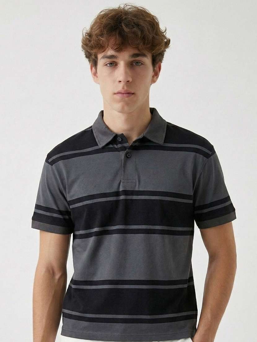 men striped short sleeve regular fit polo t-shirt - 22480696 -  Standard Image - 1