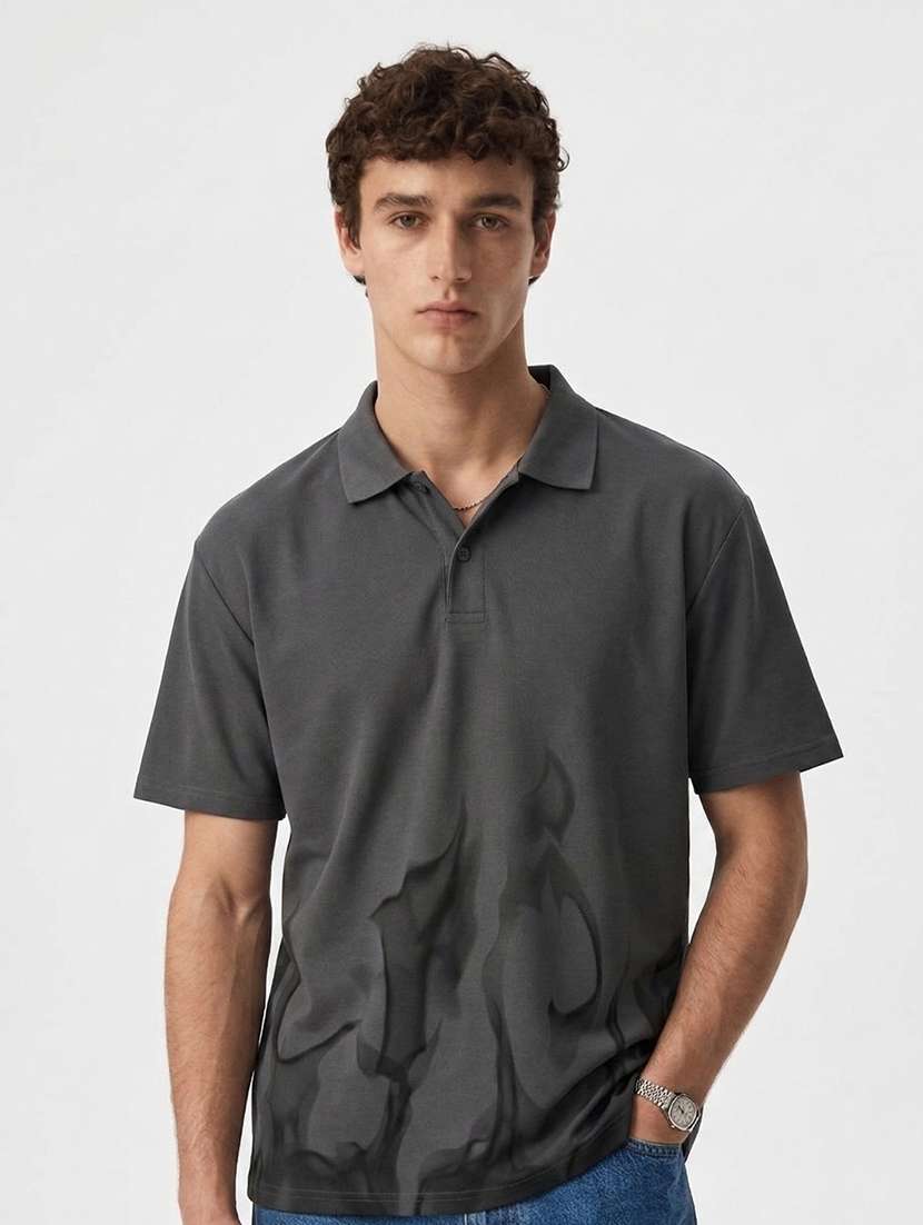 men printed short sleeve regular fit polo t-shirt - 22480720 -  Standard Image - 1