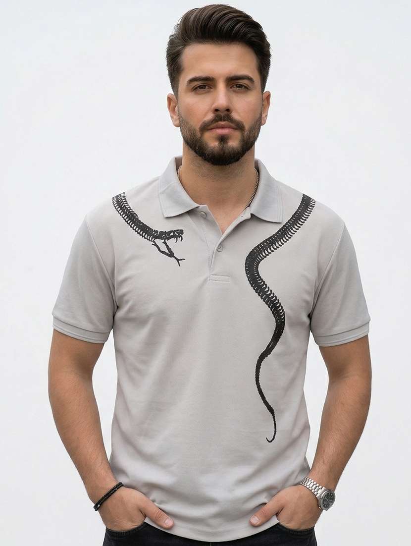 men printed short sleeve regular fit polo t-shirt - 22480721 -  Standard Image - 1