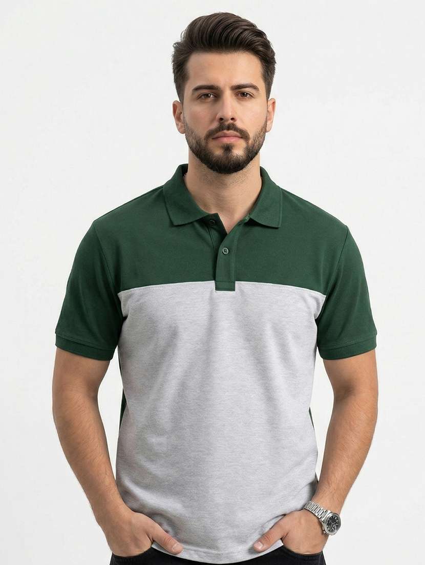 men color block short sleeve regular fit polo t-shirt - 22480722 -  Standard Image - 1