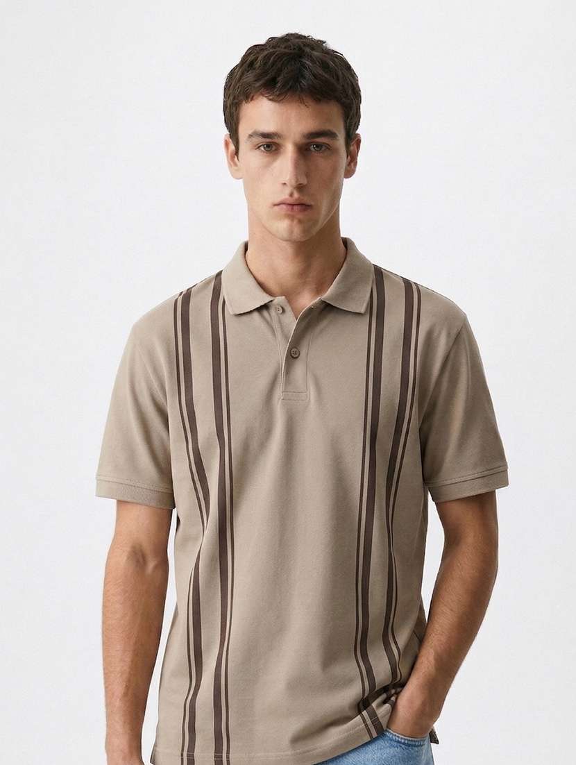 men striped short sleeve regular fit polo t-shirt - 22480727 -  Standard Image - 1
