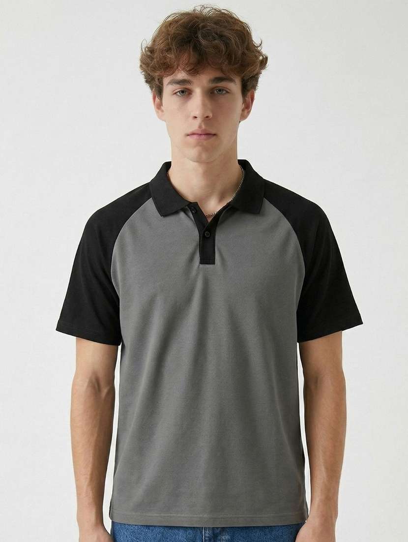 men color block raglan sleeve regular fit polo t-shirt - 22480728 -  Standard Image - 1