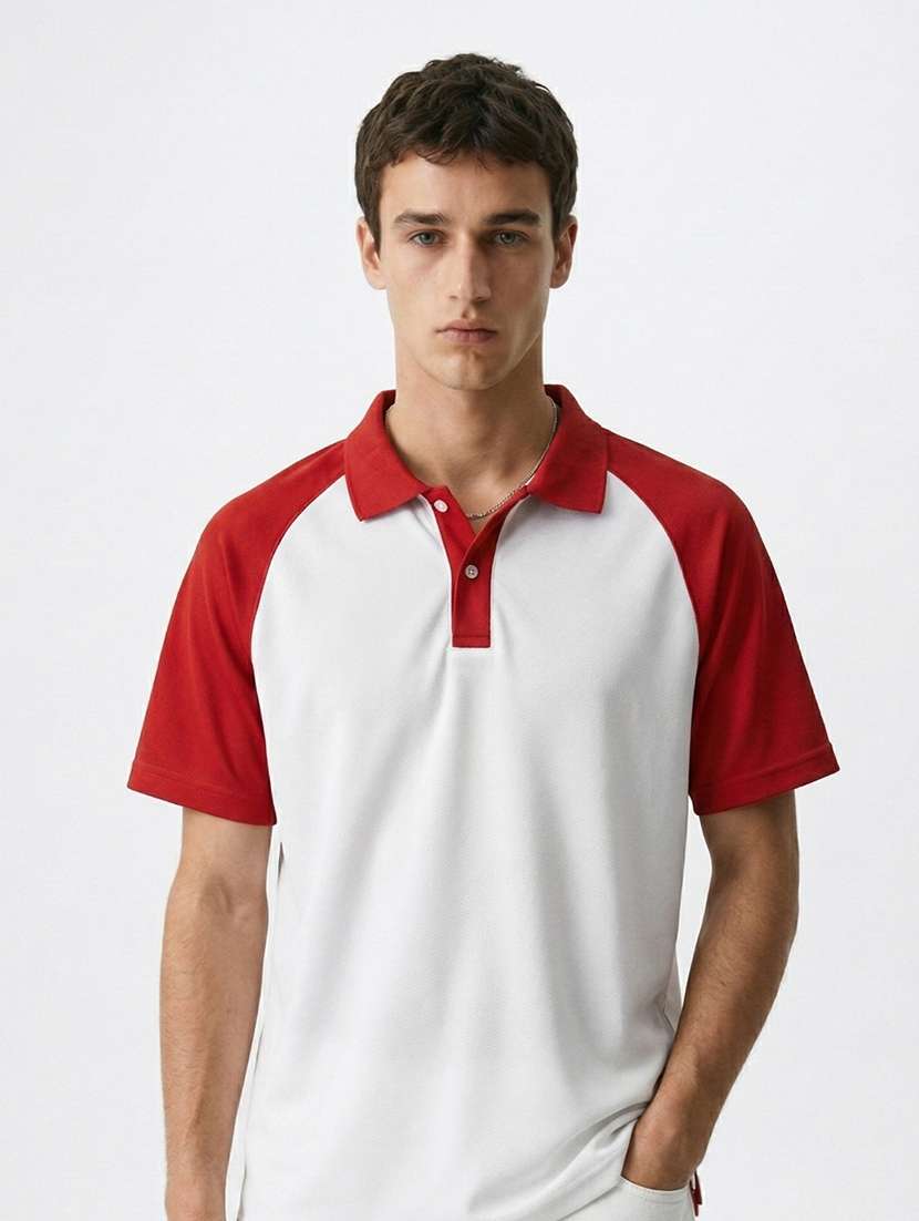 men color block raglan sleeve regular fit polo t-shirt - 22480730 -  Standard Image - 1