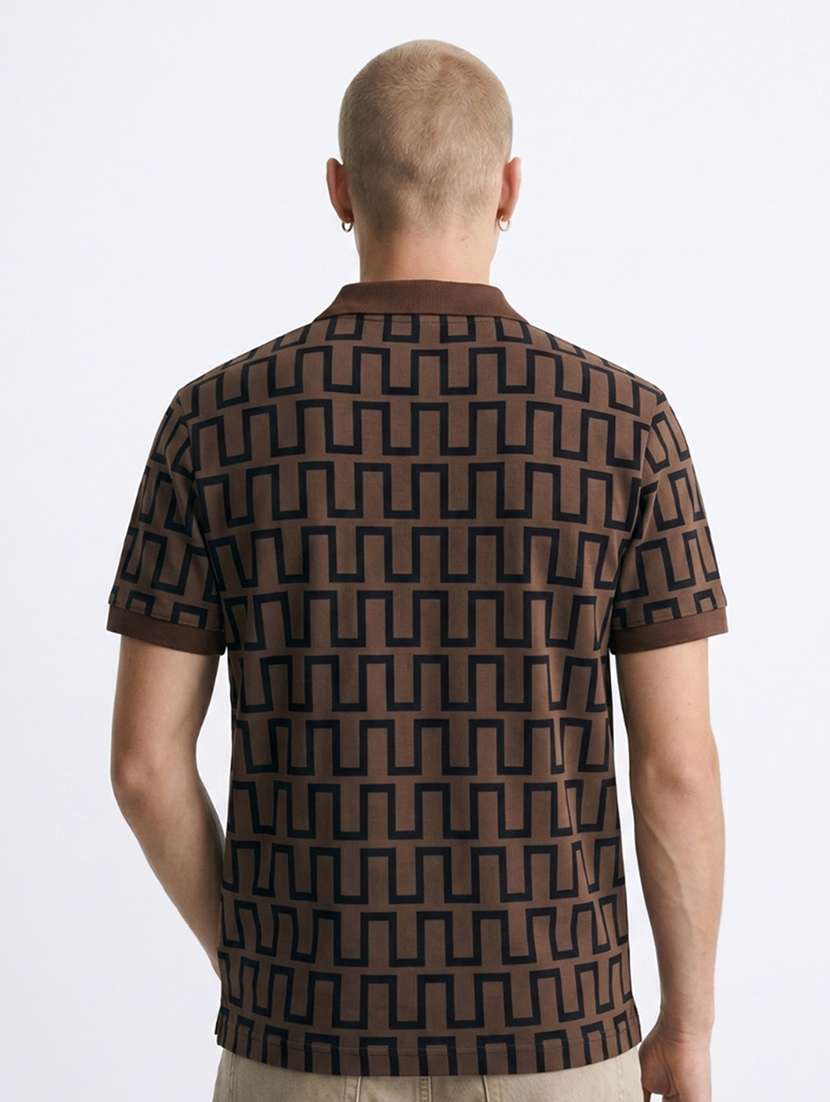 men geometric short sleeve regular fit polo t-shirt - 22480731 -  Standard Image - 4