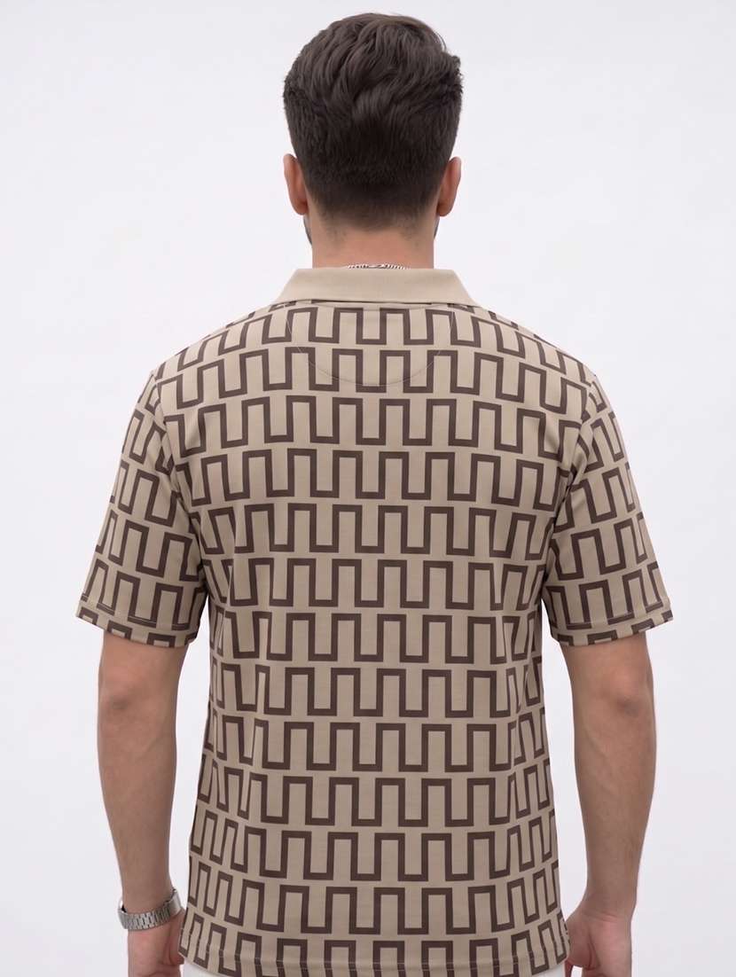 men geometric short sleeve regular fit polo t-shirt - 22480732 -  Standard Image - 4