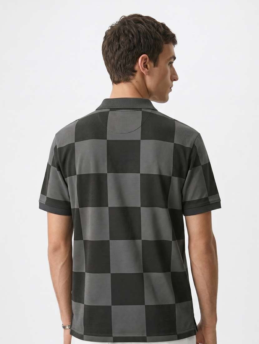 men checkered short sleeve regular fit polo t-shirt - 22480736 -  Standard Image - 4