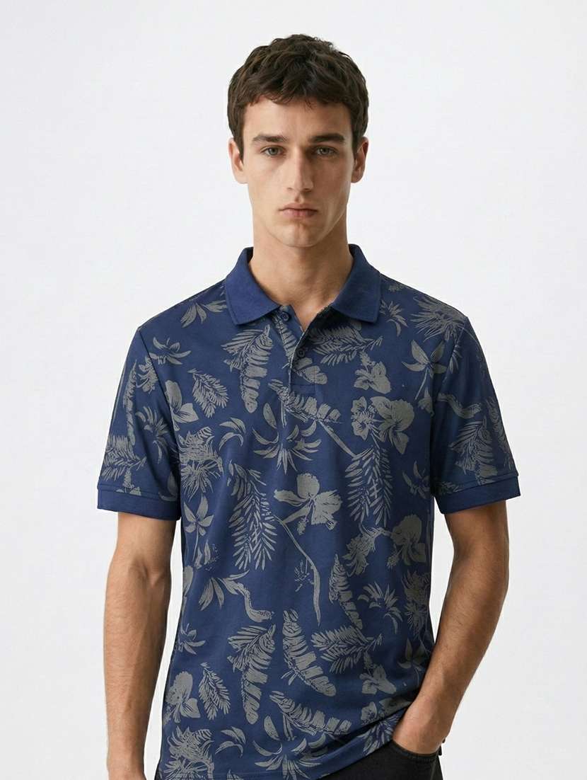 men printed short sleeve regular fit polo t-shirt - 22480740 -  Standard Image - 1