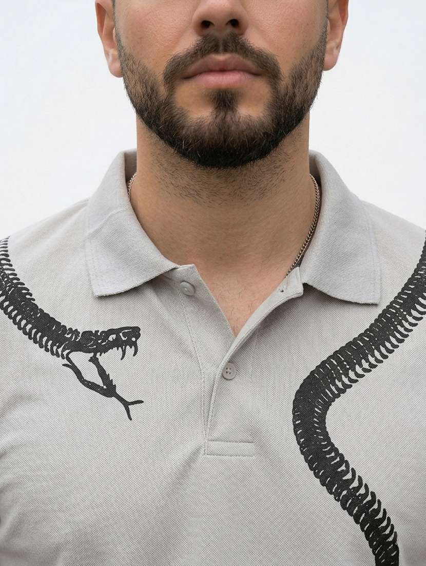men printed short sleeve regular fit polo t-shirt - 22480821 -  Standard Image - 1
