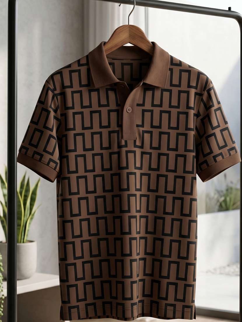 men geometric short sleeve regular fit polo t-shirt - 22480831 -  Standard Image - 4