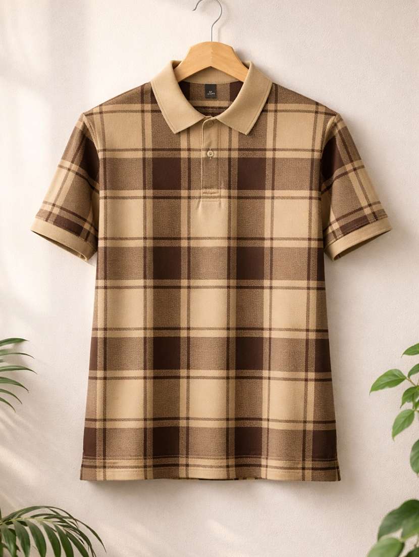 men checkered short sleeve regular fit polo t-shirt - 22480838 -  Standard Image - 4
