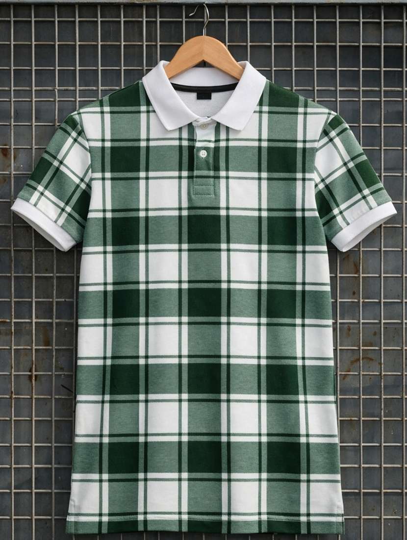 men checkered short sleeve regular fit polo t-shirt - 22480839 -  Standard Image - 4