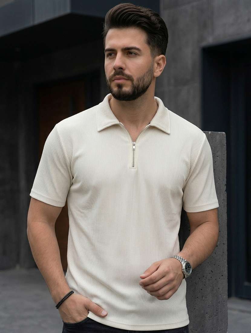 men self design short sleeve regular fit polo t-shirt