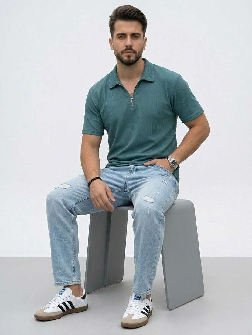 men self design short sleeve regular fit polo t-shirt - 22480852 -  Standard Image - 4