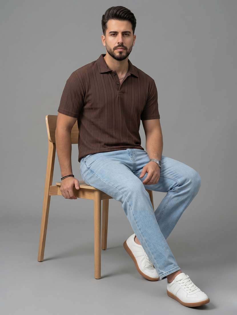 men self design short sleeve regular fit polo t-shirt - 22480856 -  Standard Image - 4