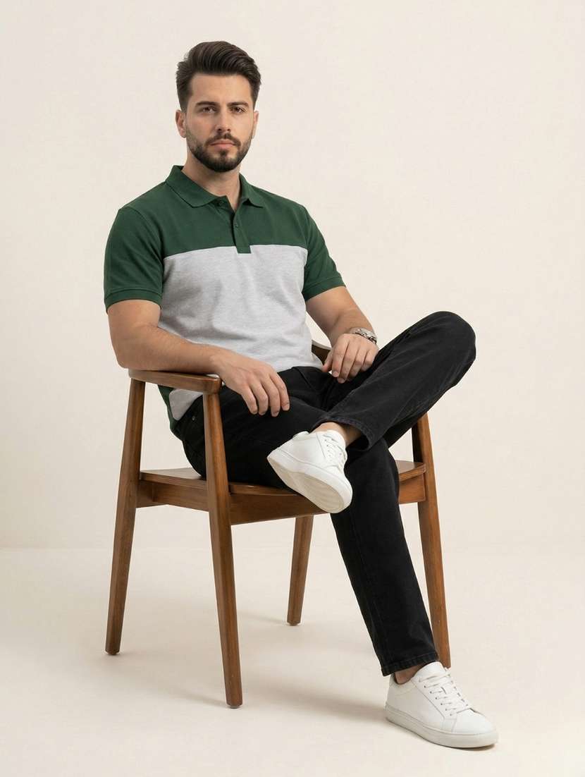 men color block short sleeve regular fit polo t-shirt - 22480872 -  Standard Image - 4