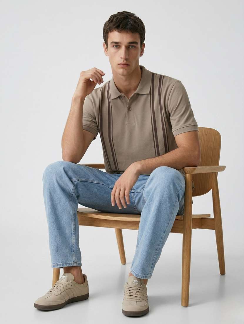 men striped short sleeve regular fit polo t-shirt - 22480877 -  Standard Image - 4