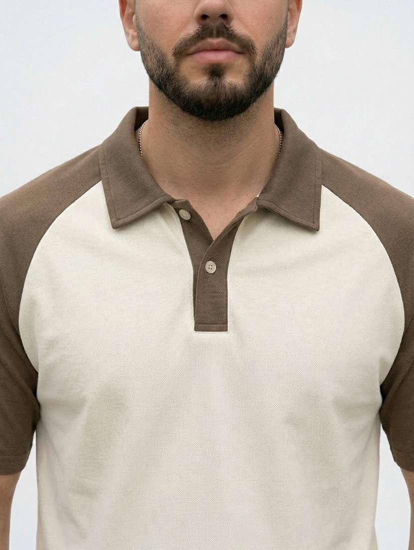 Men Color Block Raglan Sleeve Regular Fit Polo T-shirt - 22480879 -  Standard Image - 1