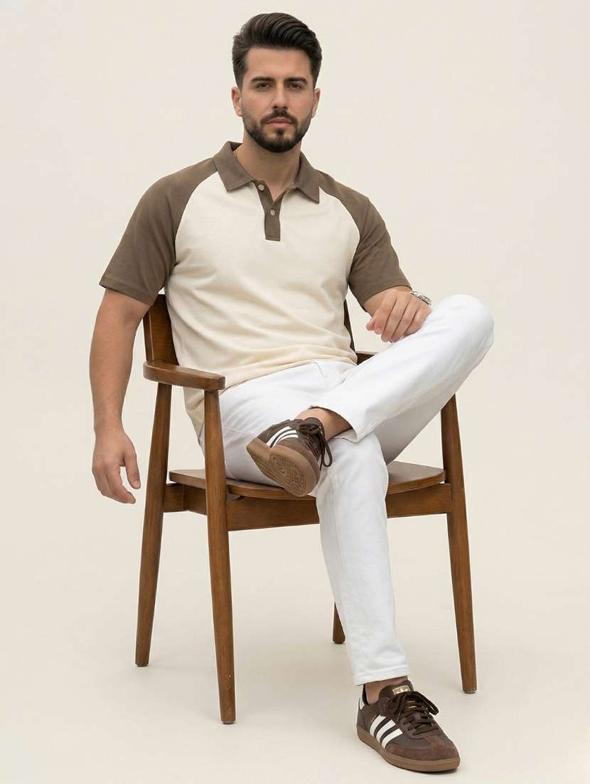 Men Color Block Raglan Sleeve Regular Fit Polo T-shirt - 22480879 -  Standard Image - 4