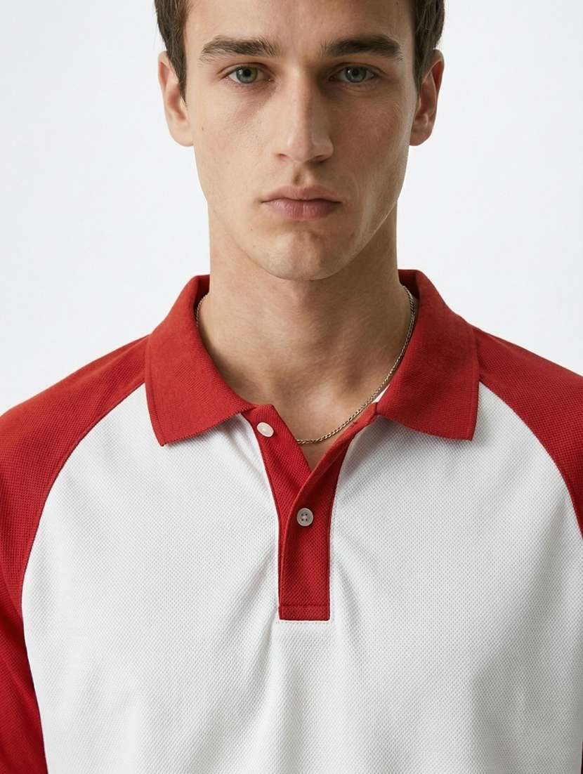 men color block raglan sleeve regular fit polo t-shirt - 22480880 -  Standard Image - 1