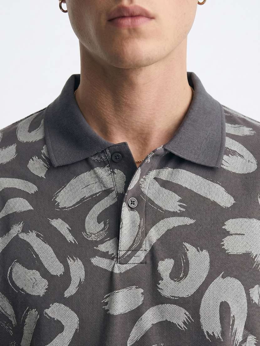 men printed short sleeve regular fit polo t-shirt - 22480884 -  Standard Image - 1