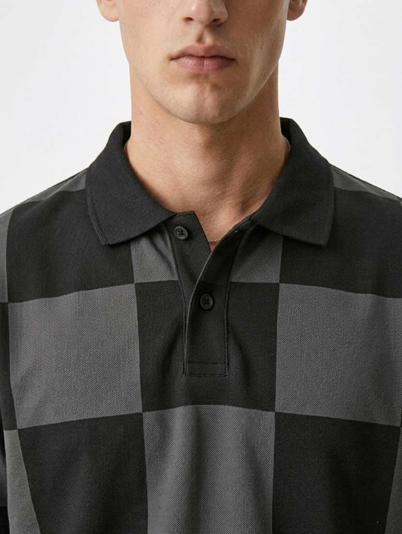 men checkered short sleeve regular fit polo t-shirt - 22480886 -  Standard Image - 1