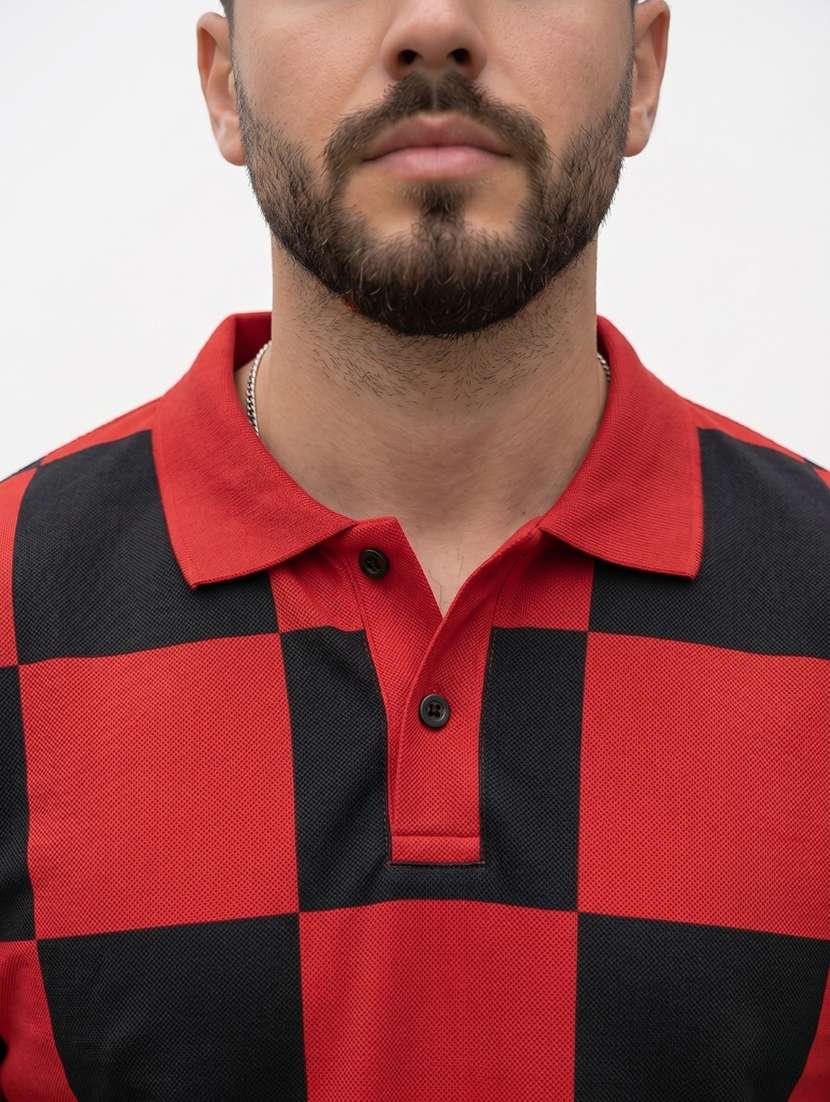 men checkered short sleeve regular fit polo t-shirt - 22480887 -  Standard Image - 1