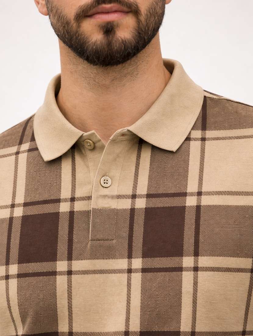 men checkered short sleeve regular fit polo t-shirt - 22480888 -  Standard Image - 1
