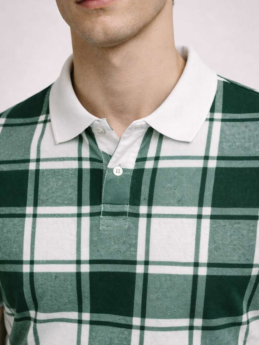 men checkered short sleeve regular fit polo t-shirt - 22480889 -  Standard Image - 1