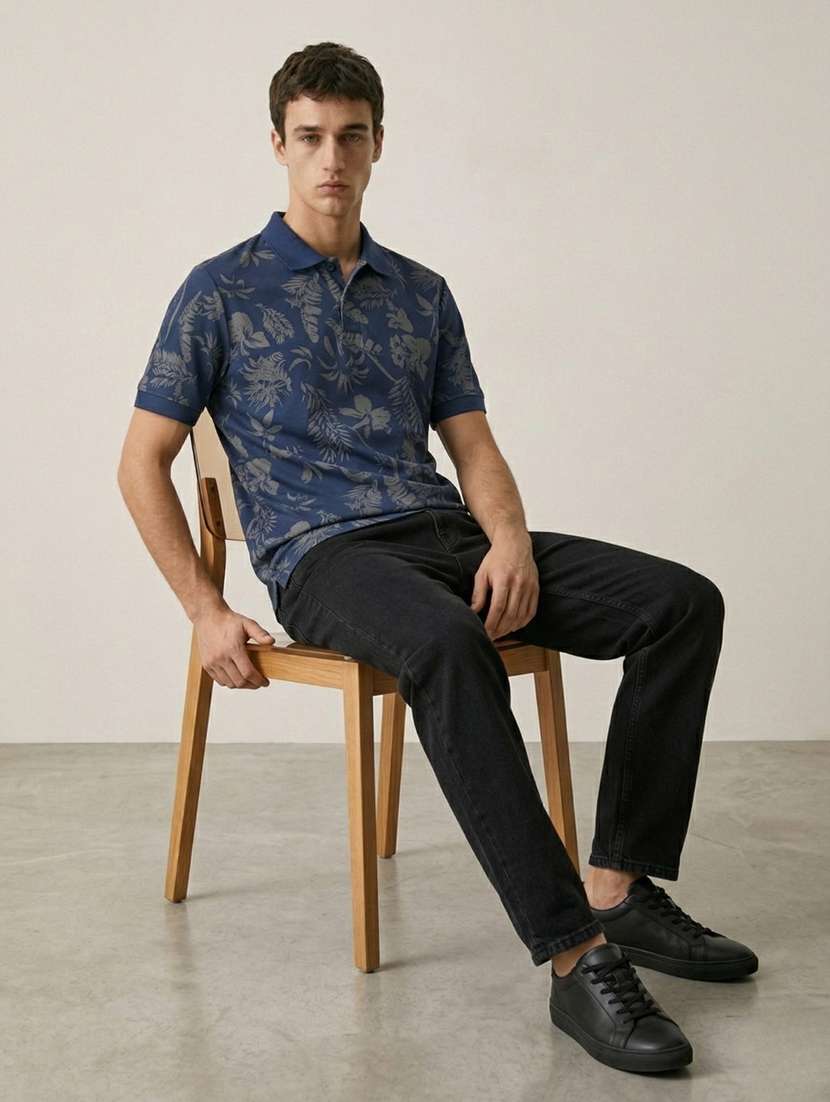 men printed short sleeve regular fit polo t-shirt - 22480890 -  Standard Image - 4