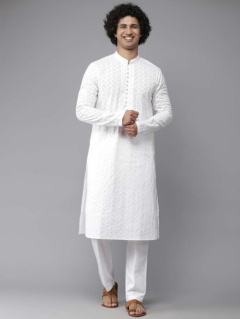 men long sleeve kurta and pyjama ethnic set