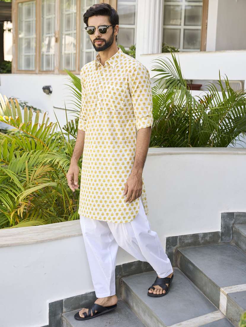 men printed long sleeve kurta salwar set - 22481039 -  Standard Image - 4