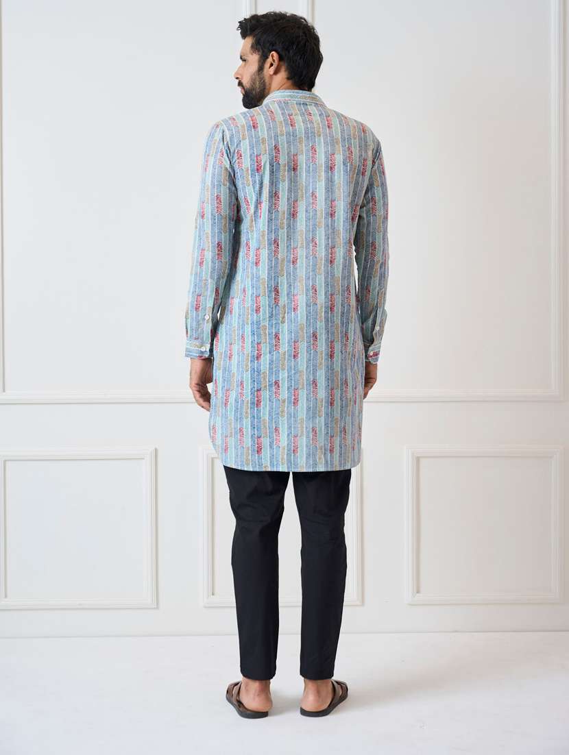 men printed long sleeve pathani kurta salwar set - 22481051 -  Standard Image - 4