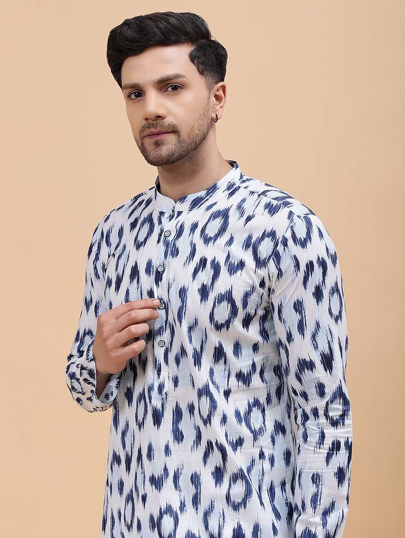 men printed mandarin neck kurta pyjama set - 22481057 -  Standard Image - 1