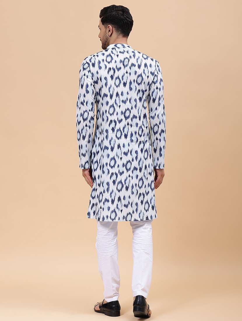 men printed mandarin neck kurta pyjama set - 22481057 -  Standard Image - 4