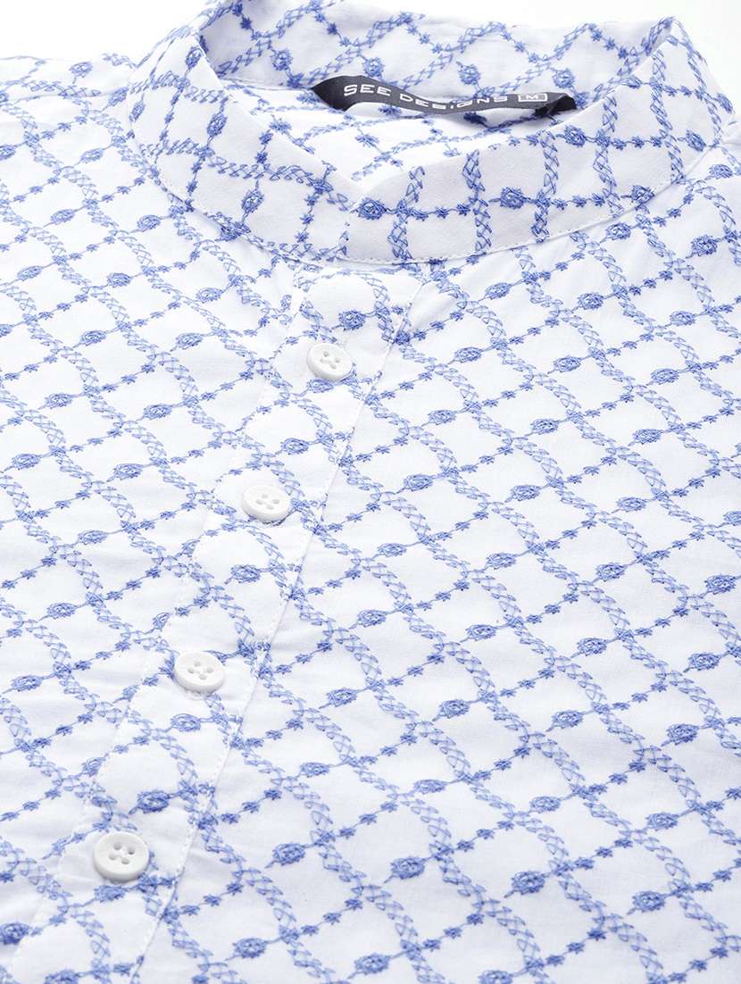 Men Solid With Work Mandarin Neck Kurta Pyjama Set - 22481093 -  Standard Image - 1