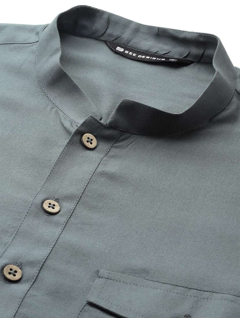 men solid mandarin neck kurta pyjama set - 22481236 -  Standard Image - 1
