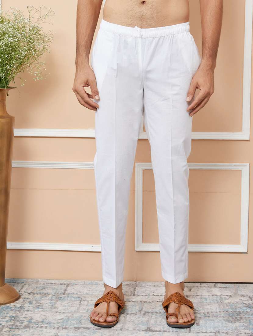 men solid with work mandarin neck kurta pyjama set - 22481365 -  Standard Image - 4