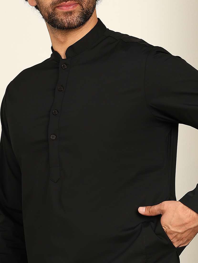 Men Solid Mandarin Neck Kurta Pyjama Set - 22481499 -  Standard Image - 4