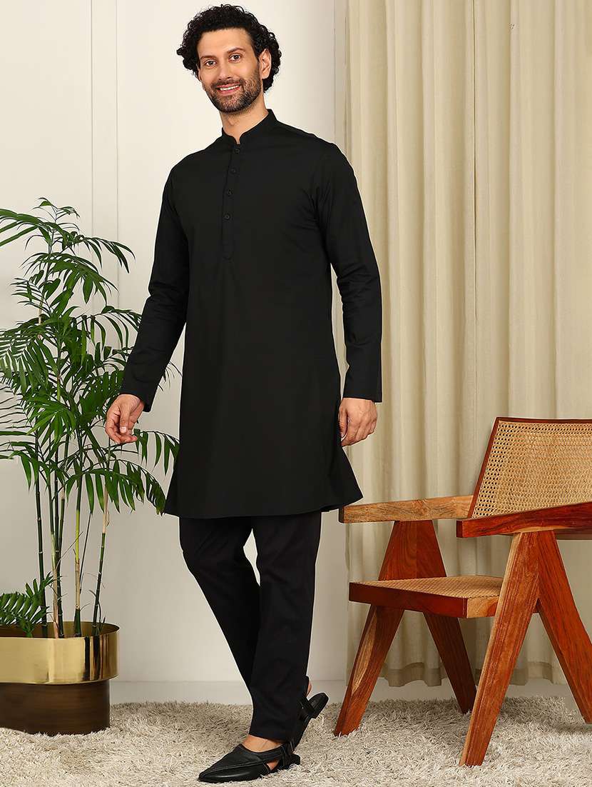 Men Solid Mandarin Neck Kurta Pyjama Set - 22481531 -  Standard Image - 1